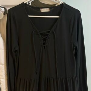 Black low cut long sleeve dress!